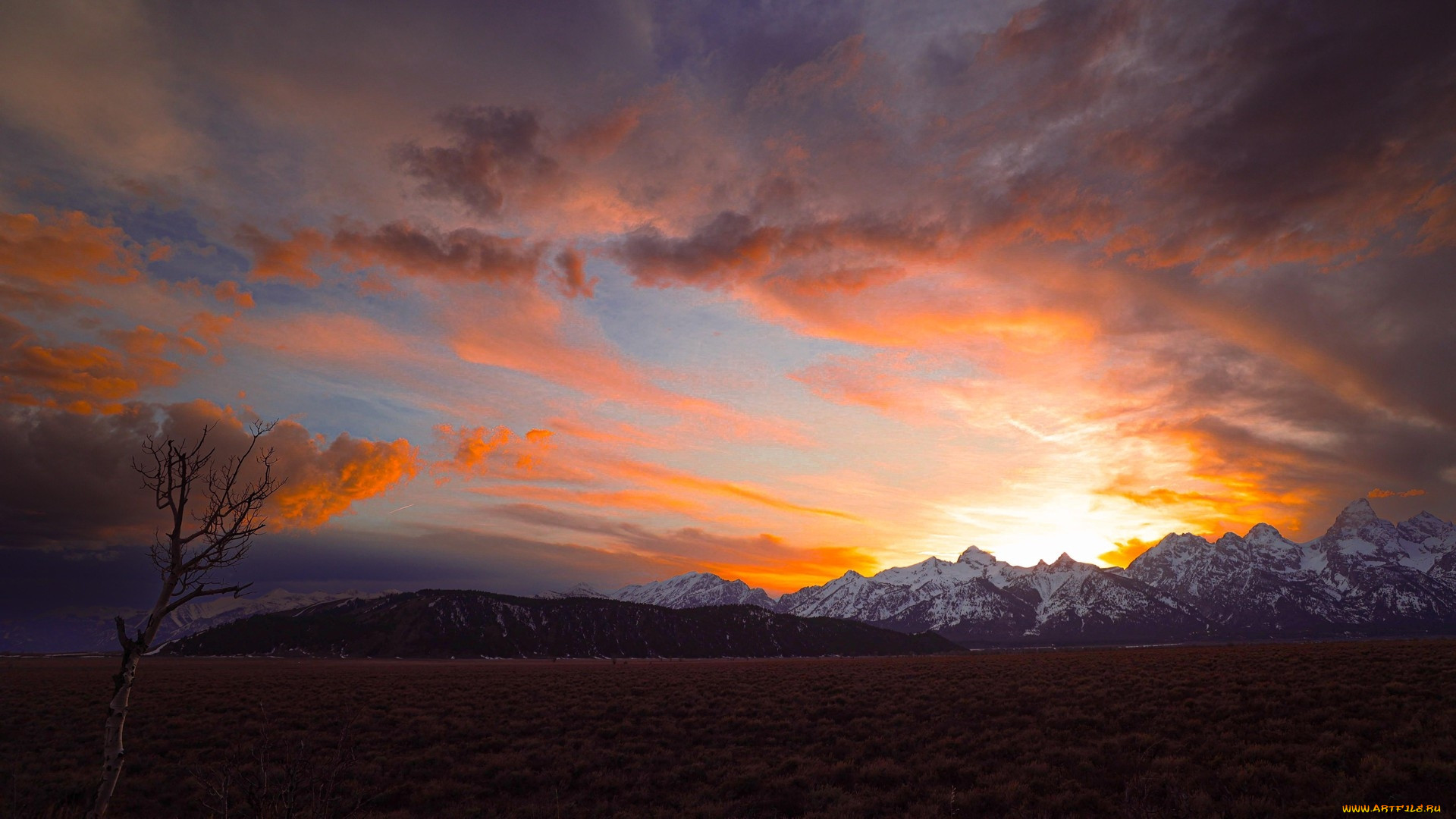 sunset over the tetons, wyoming, , , , sunset, over, the, tetons